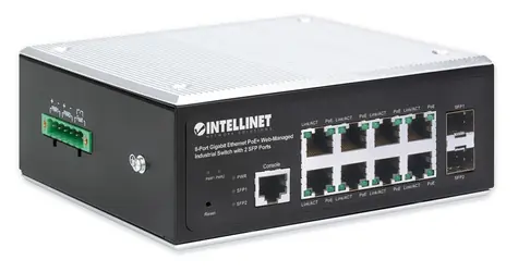 Intellinet 8- Port Gigabit PoE+ Switch / Switch / Managed L2+/L3 / 2x SFP / DIN-Schiene / IP30