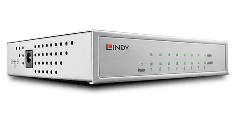 Lindy Gigabit-Switch, 8 Port , schwarz / Switch / Managed / PoE / Metallgehäuse