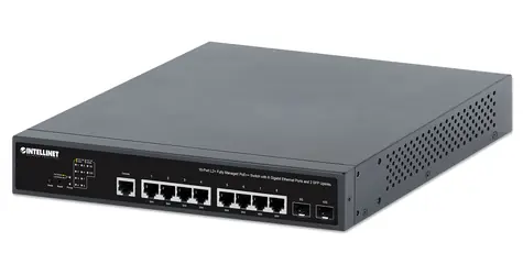 Intellinet 562003 / Switch / L2+ Managed / 8- Port PoE++ 242W / 8x GbE / 2x SFP