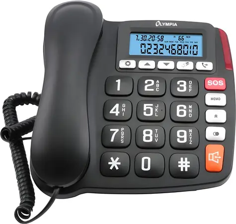 Olympia 4520 schwarz / Telefon mit großen Tasten / SOS-Taste / Freisprechfunktion / LCD-Display