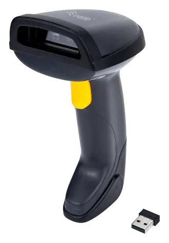 Equip mit einem 2D-Barcodescanner (schwarz) / Barcodescanner / Bluetooth + 2,4 GHz / 1D/2D / IP54 / Standfuß