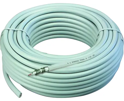 Schwaiger Antennen-Koaxialkabel 25 m weiß / Antennenkabel / 135 dB / 75 Ohm / 4X geschirmt