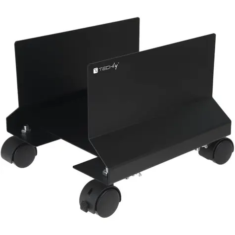 Techly ICA-CS-34 schwarzer Multimedia-Trolley aus Metall mit 25 kg Tragkraft und Rollen