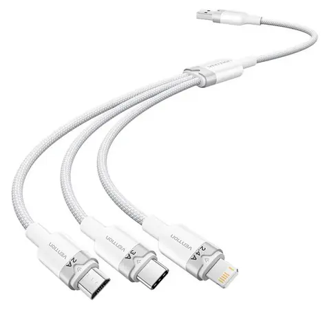 Vention CTPWG weiß / 3-in-1-Kabel (USB-A, Lightning, USB-C, Micro-B) / 3 A / 1,5 m / 480 Mbit/s