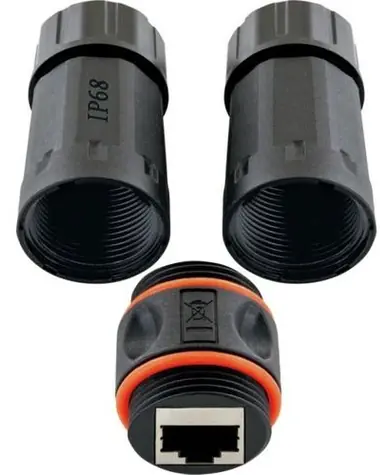 Schwaiger RJ45 CAT6A Outdoor-Stecker schwarz / Stecker / 2x RJ45 / U/FTP / IP68