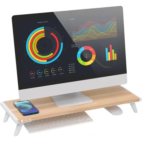 Techly ICA-MS 389 weiß / Monitorständer / 545 x 210 x 80 mm / ABS, MDF / Füße
