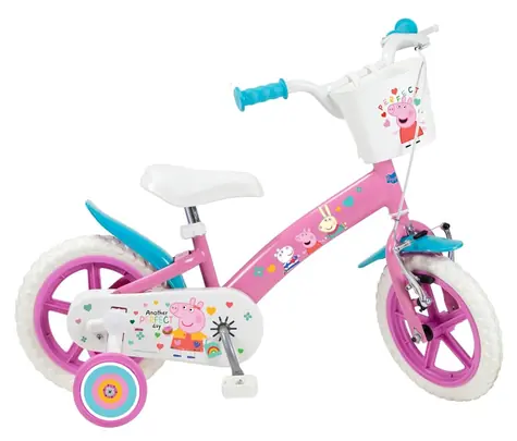 TOIMSA Kinderfahrrad Peppa Pig rosa / 12 Zoll / Seitenräder / Korb / Vorderradbremse / 3-5 Jahre