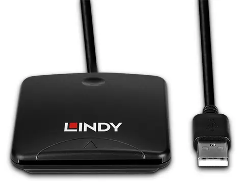 Lindy Smartcard-Lesegerät USB 2.0, schwarz / Smartcard-Lesegerät / Lesegeschwindigkeit 480 MB/s / Kabellänge 1,2 m