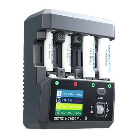 SkyRC NC3000 Pro / Akkuladegerät / AA/AAA / NiMH, NiCd / 4 Steckplätze / PD/QC / Bluetooth