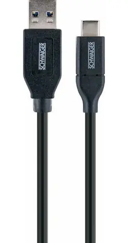 Schwaiger USB-A-auf-USB-C-Kabel, schwarz / Datenkabel / USB 3.2 Gen 2 / 5 Gbit/s / 0,15 m