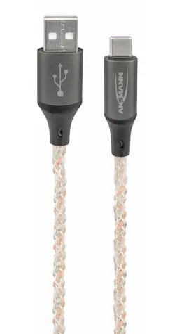 Ansmann 1700-0158 schwarz / Daten- und Ladekabel / USB-A auf USB-C / 1 m / LED-Beleuchtung / 60 W