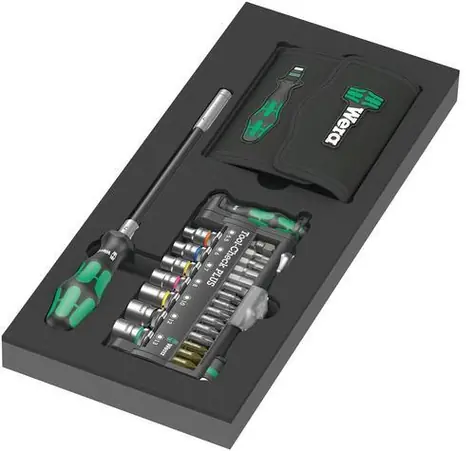 Wera Tool-Check PLUS / Ratschen-Bit-Set / Kraftform Compact 60 / 57-teilig / 1/4" / schwarz-grün