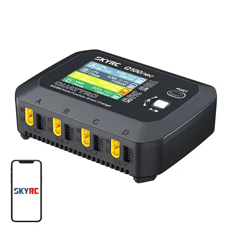 SkyRC Q100neo / RC-Modellladegerät / AC/ DC / 4 Anschlüsse / 100 W (AC) / LiPo, Li- ION, LiFe, NiMH, Blei