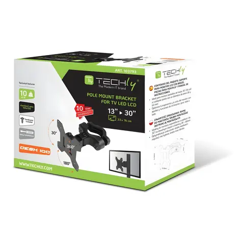 Techly 103793 schwarz / Tischhalterung für LED/LCD / 13-30" / 10 kg / VESA 75x75, 100x100 / 360°