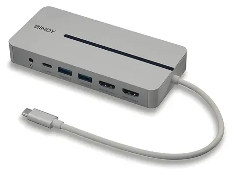 Lindy DST-Mx Duo / Dockingstation / 2x HDMI 4K / USB-C PD 100W / Gigabit-Ethernet