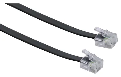 Schwaiger Telefonkabel RJ11-RJ11 flach schwarz / Telefonkabel / 6 m / 4 Adern