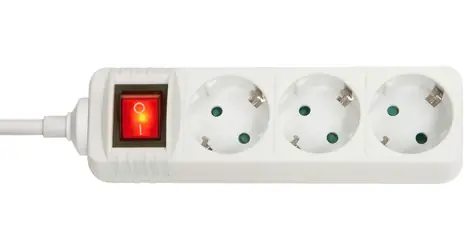 Lindy White / Verlängerungskabel / 3 Schuko-Steckdosen / Ein-/Ausschalter / 3500 W
