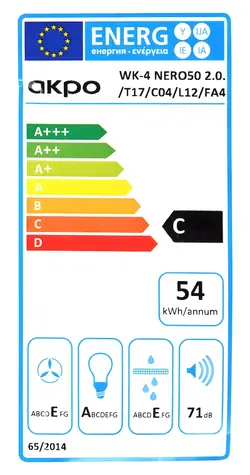 Akpo WK-4 NERO Line 2.0 50 weiß / Dunstabzugshaube / LED / 500 mm / 323,9 m/h / 72 dB