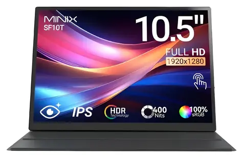 10,5" Minix SF10T schwarzer tragbarer Monitor / IPS / Full HD / Touchscreen / USB-C