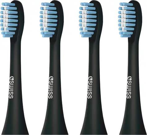 4Swiss Sensitive Clean schwarz / Ersatz-Zahnbürstenköpfe / 4 Stück