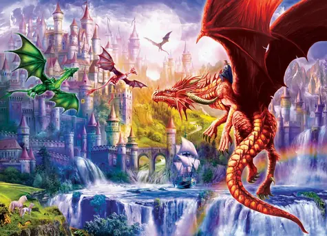 EUROGRAPHICS Puzzle Königreich der Drachen XL / 500 Teile / extra große Teile / 67,63 × 48,89 cm