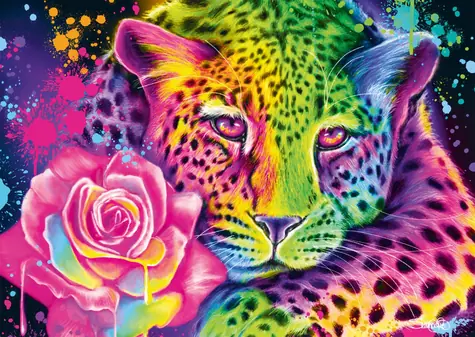 Schmidt Puzzle Neon: Leopard / 1000 Teile