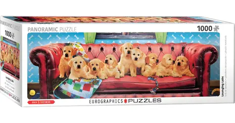 EUROGRAPHICS Panoramapuzzle Labradore auf einem Hundesofa / 1000 Teile / 99 x 33 cm