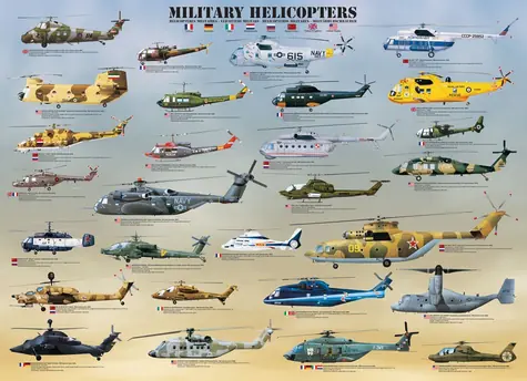EUROGRAPHICS Puzzle Militärhubschrauber / 1000 Teile / 67,6 × 48,9 cm