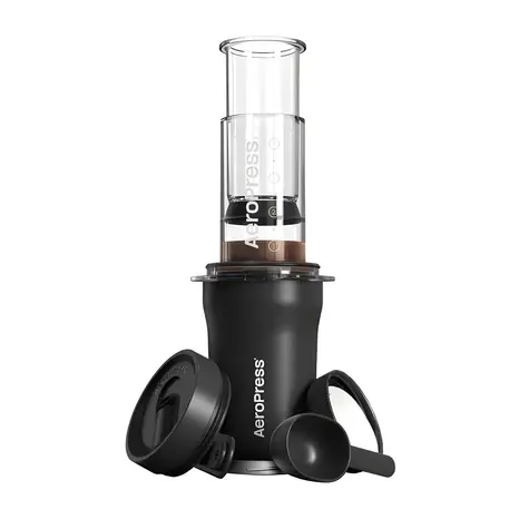 AeroPress Go PLUS schwarz / Manuelle Kaffeemaschine / Thermosbecher 473 ml / Gemahlener Kaffee
