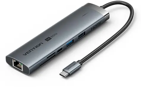 Vention TGVHB / Dockingstation / 9-in-1 USB-C / LAN RJ-45 / USB-C PD 100W / SD/TF-Kartenleser / 2x USB-A 3.0