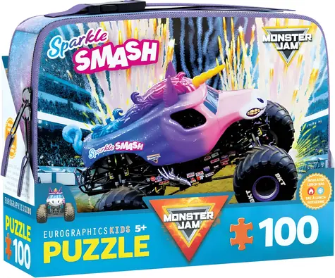 EUROGRAPHICS Puzzle Sparkle Smash Monster Jam in einer Snackbox / 100 Teile / 48 x 33 cm
