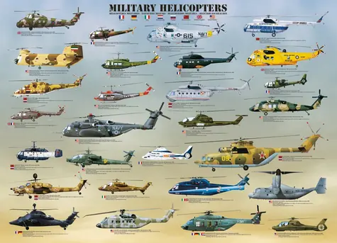 EUROGRAPHICS Puzzle Militärhubschrauber XL / 500 Teile / extra große Teile / 68 × 49 cm