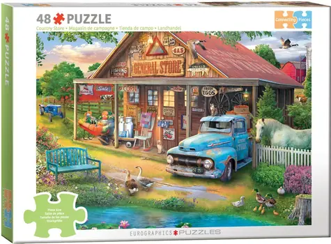 EUROGRAPHICS Puzzle Verbindungsteile: Dorfladen / 48 Teile / große Teile