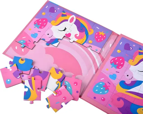 COLOR DAY Puzzle Welt der Einhörner / Magnetpuzzle / 2x20 Teile / 17x17 cm