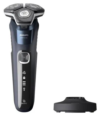 Philips Rasierer Serie 5000 S5885/25 blau / Herrenrasierer / Nass- und Trockenrasur / 3 Scherköpfe / 60 Minuten Betriebsdauer