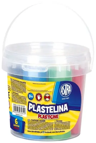 ASTRA Knete / 6 Farben / Plastikeimer
