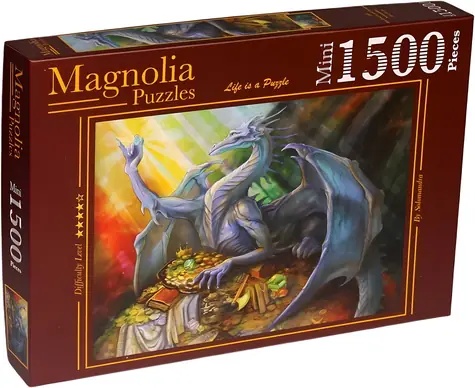 MAGNOLIA Puzzle Blauer Drache mit Schatz / 1000 Teile / 68 x 48 cm
