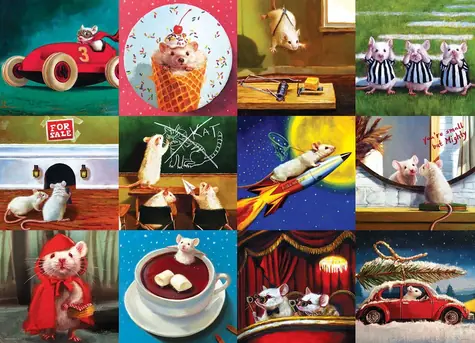 EUROGRAPHICS Puzzle Lustige Mäuse / 1000 Teile / ungewöhnliche Teileformen / 68 × 48 cm
