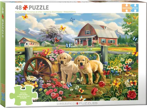 EUROGRAPHICS Puzzle-Verbindungsstücke: Welpen im Frühling / 48 Teile / große Teile