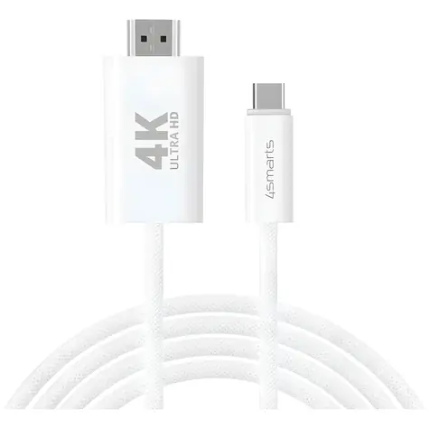 4smarts USB-C-auf-HDMI-Kabel, 2 m, weiß / Kabel / 4K 60 Hz