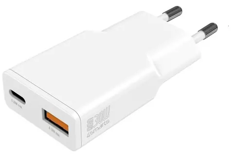 4smarts PDPlug Duos Slim weiß / Netzteil / GaN / USB-C + USB-A / 30 W