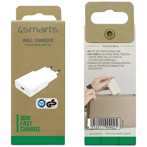 4smarts PDPlug Slim weiß / Netzteil / GaN / USB-C / 30 W / PD