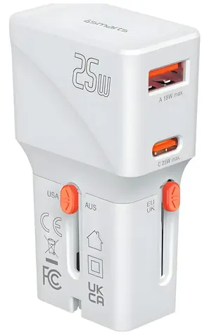 4smarts Nomad Pocket 25W weiß / Reiseadapter / USB-C / USB-A / PD / QC / 25W