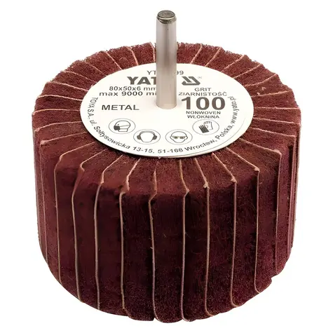 YATO Radial-Lamellenscheibe 80x50 / Schleifscheibe / Körnung 100 / Schaftdurchmesser 6 mm