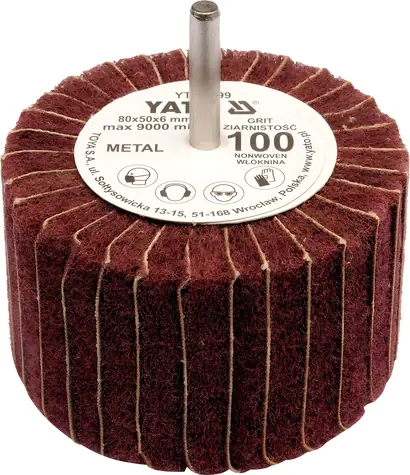 YATO Radial-Lamellenscheibe 80x50 mm / Schleifscheibe / Körnung P-60 / Schaft 6 mm