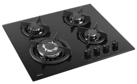 PG6411SR schwarz / Kochfeld / Gas / Einbau / 4 Brenner / Wokbrenner 3000 W / Elektronische Zündung