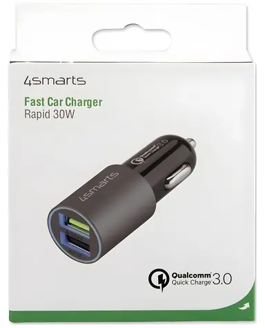 4smarts Rapid 30W, mattgrau / Autoladegerät / Quick Charge 3.0 / 2x USB-A / 30W