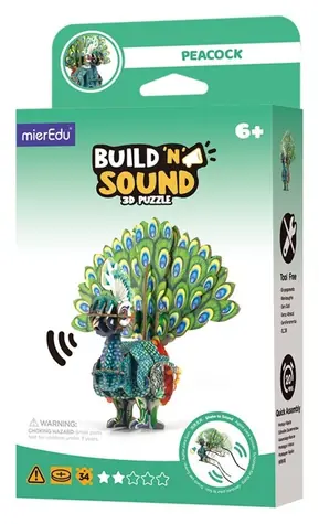 MIEREDU 3D-Puzzle mit Pfauengeräusch / Lernpuzzle