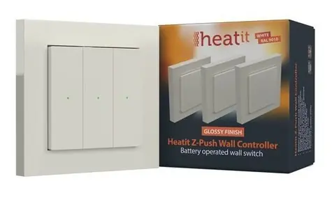 Heatit Z-Push Wandregler, weiß RAL 9010 glänzend / Regler / Z-Wave / Wandmontage