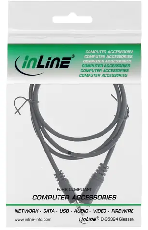 Inline-Verlängerungskabel, 3,5-mm-Klinkenstecker, schwarz / Verlängerungskabel / Stereo / 5 m